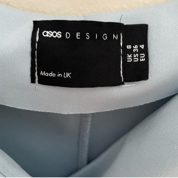 Asos DESIGN wrap tie dusty light blue midi dress - Picture 8 of 9